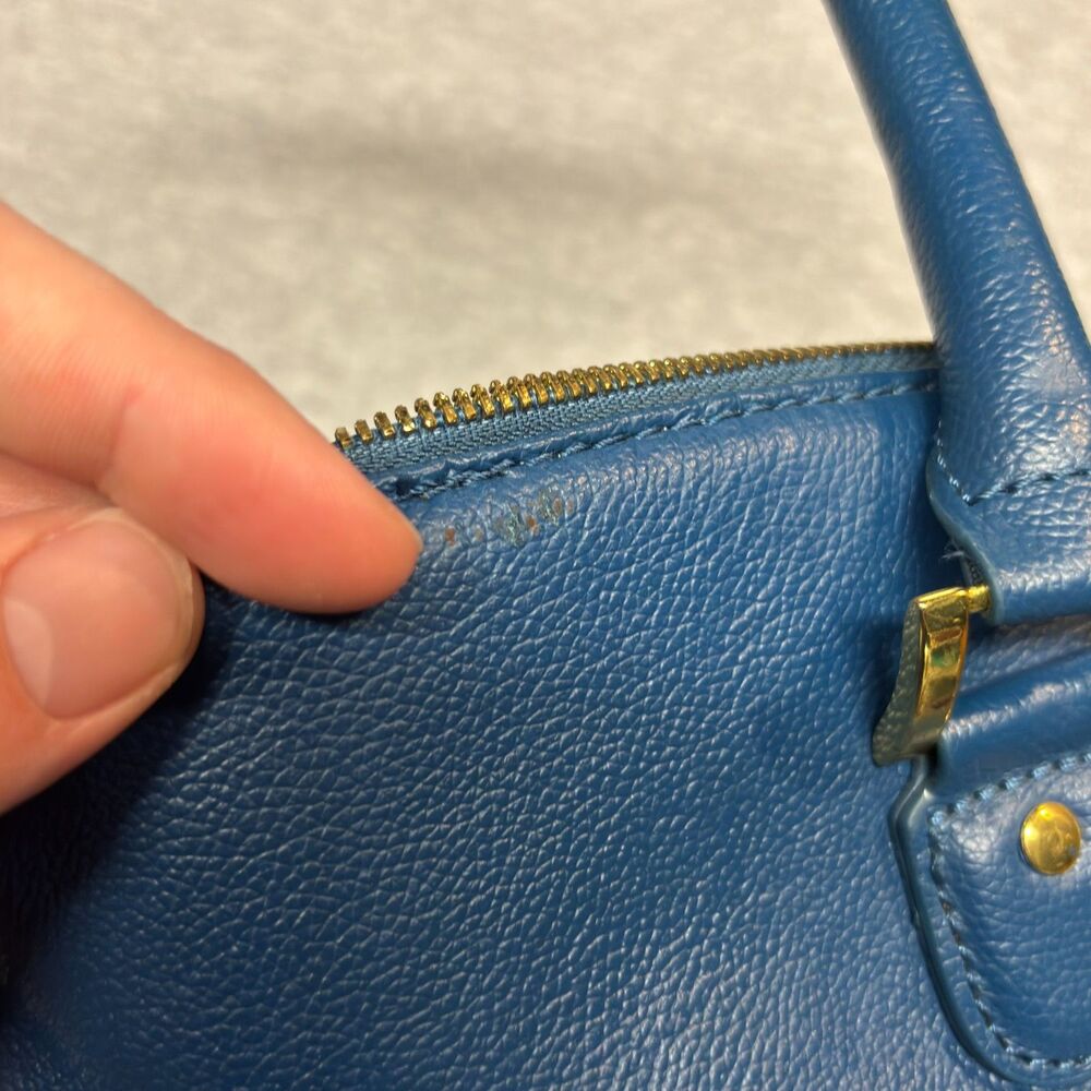 Joy & Iman Blue Joy & Iman Leather Satchel - Picture 7 of 11